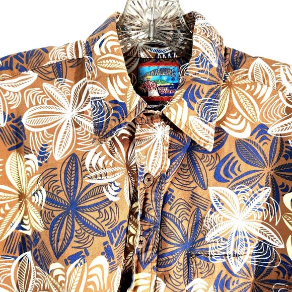 Joe Kealoha's Reyn Spooner Hawaiian Shirt Size M Brown Tiki Floral Tropical - Picture 1 of 16